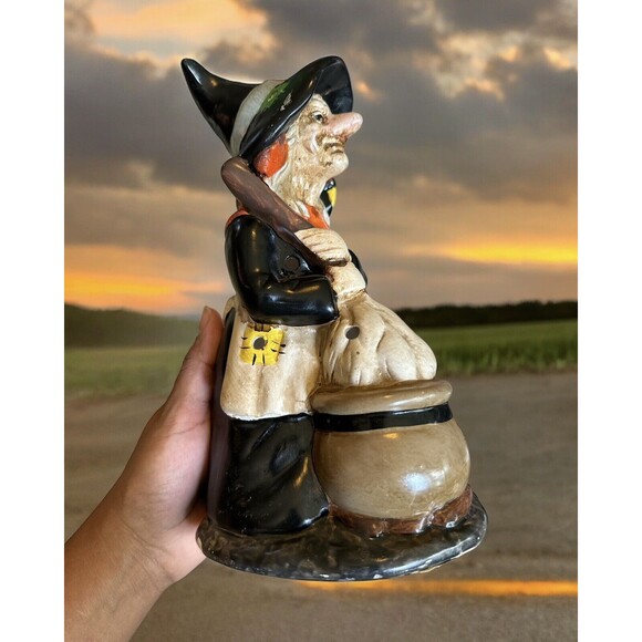 Vintage Witch Candle Holder Tea Candle Figurine Ceramic Halloween Pumpkin 9.5” - Picture 6 of 8